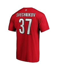 Fanatics Men's Andrei Svechnikov Red Carolina Hurricanes Authentic Stack Name Number T-Shirt
