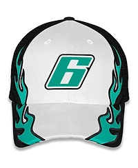 Checkered Flag Sports Men's and Women's Black/White Brad Keselowski BuildSubmarines.com Flame Trucker Adjustable Hat