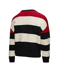 Mitchell & Ness Women's Red/Black Atlanta Braves Cooperstown Collection Blocked Fleece Pullover Sweatshirt