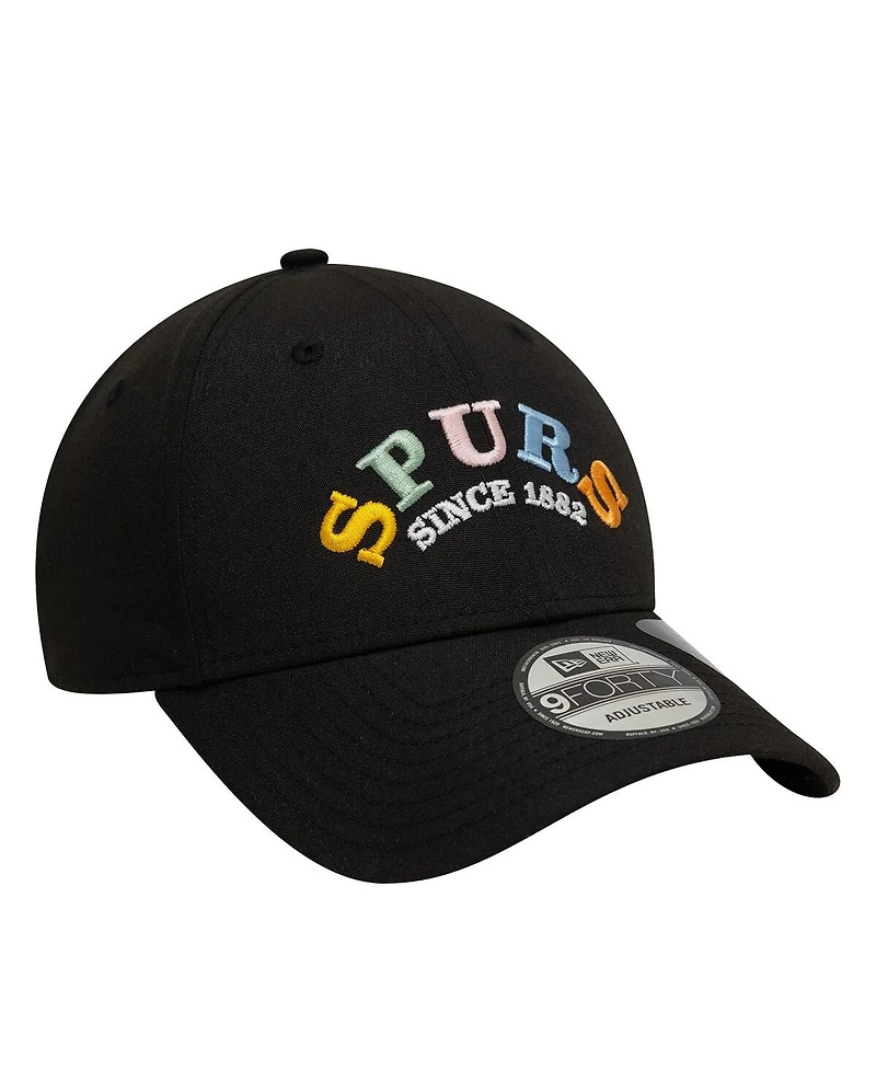 New Era Men's Black Tottenham Hotspur Rainbow Wordmark Adjustable 9FORTY Hat