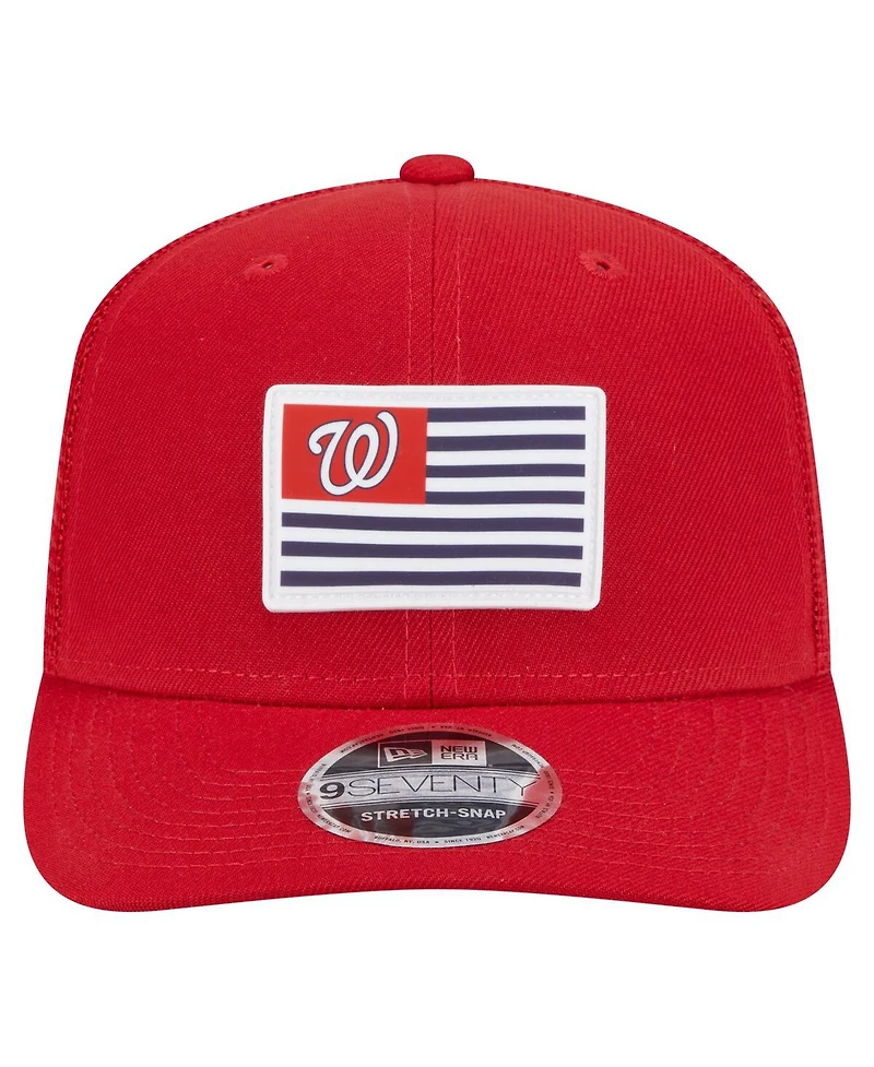 New Era Men's Red Washington Nationals Flag 9SEVENTY Coolera Stretch-Snap Hat