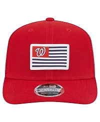 New Era Men's Red Washington Nationals Flag 9SEVENTY Coolera Stretch-Snap Hat
