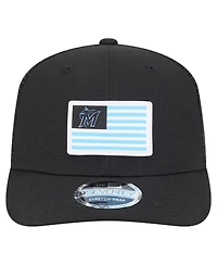 New Era Men's Black Miami Marlins Flag 9SEVENTY Coolera Stretch-Snap Hat