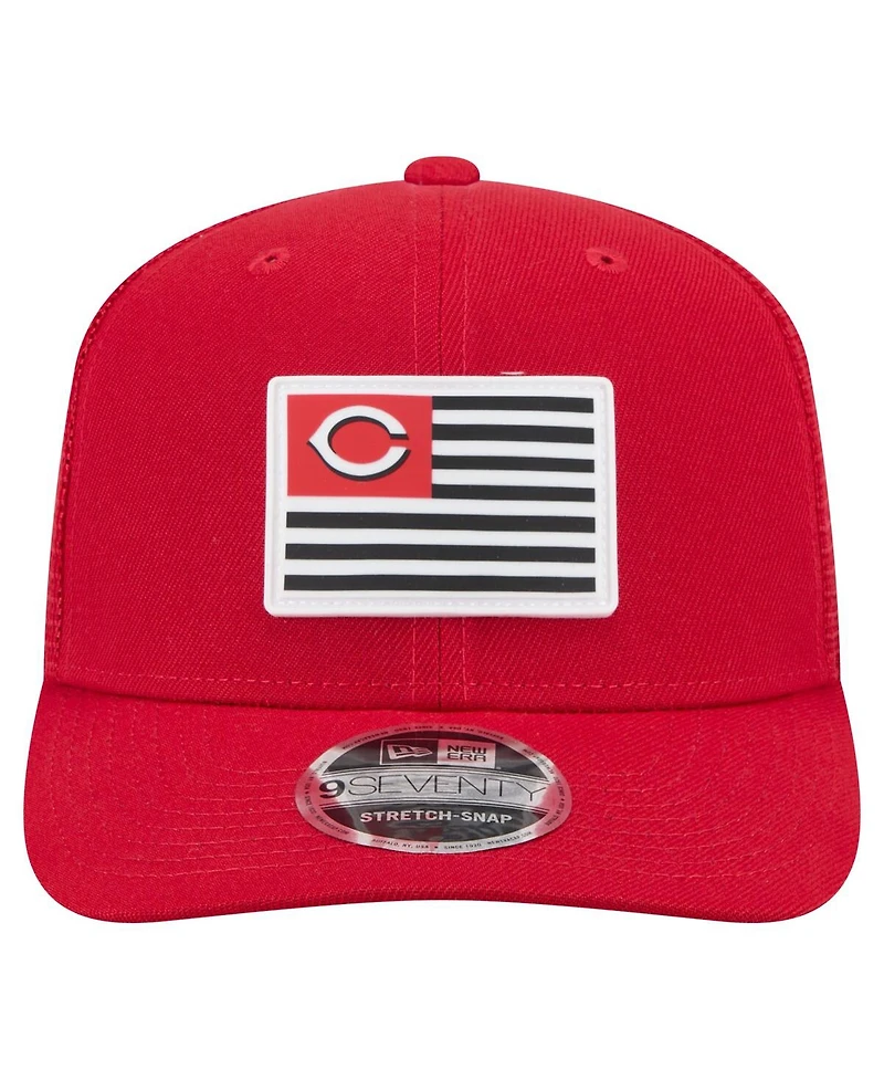 New Era Men's Red Cincinnati Reds Flag 9SEVENTY Coolera Stretch-Snap Hat