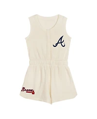 Outerstuff Girls Preschool Cream Atlanta Braves Girl Power Tank Romper