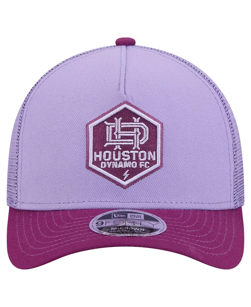 New Era Men's Purple Houston Dynamo Fc Color Pack 9FORTY A-Frame Adjustable Trucker Hat
