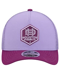 New Era Men's Purple Houston Dynamo Fc Color Pack 9FORTY A-Frame Adjustable Trucker Hat