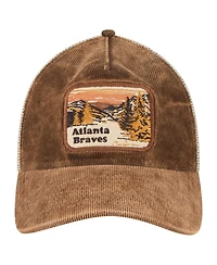 New Era Men's Dark Brown Atlanta Braves Vintage Landscape 9TWENTY A-Frame Adjustable Trucker Hat