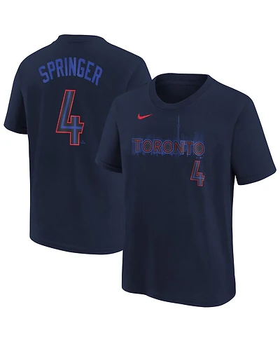 Nike Big Boys and Girls George Springer Navy Toronto Blue Jays Fuse City Connect Name Number T-Shirt