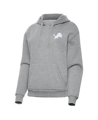 Antigua Women's Heather Gray Detroit Lions Victory Pullover Hoodie Sweatshirt