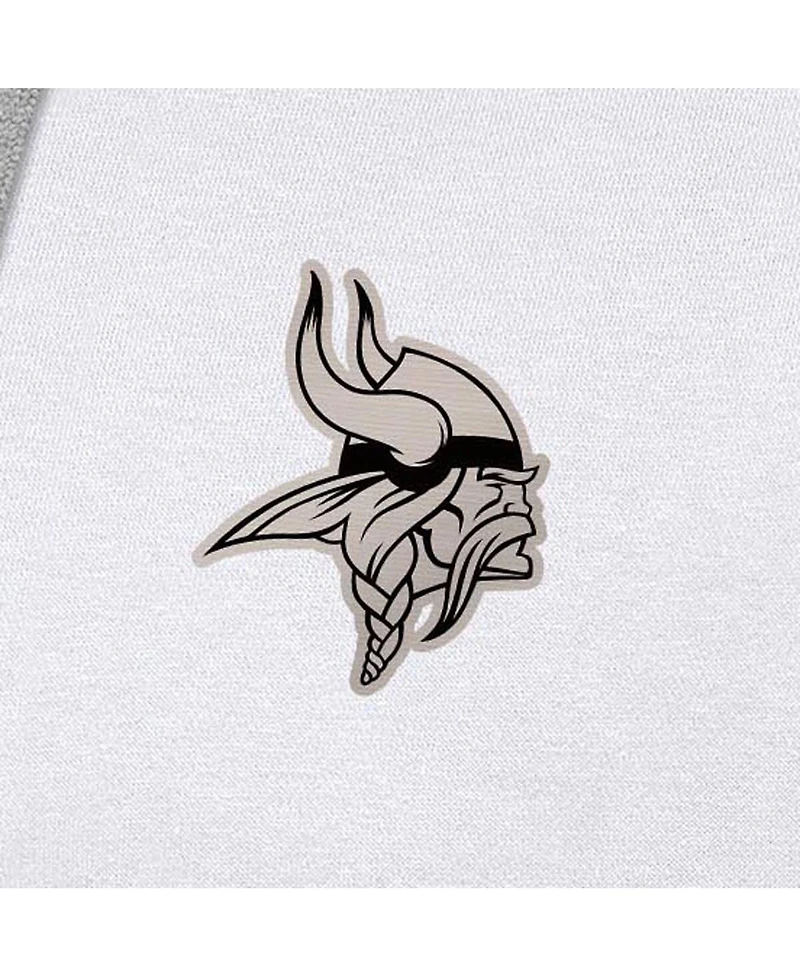 Antigua Men's White Minnesota Vikings Brushed Carbon Victory Pullover Hoodie