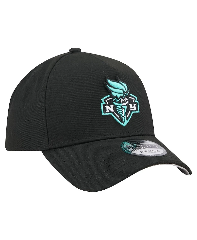 New Era Men's Black New York Liberty Core Logo A-Frame 9FORTY Adjustable Hat