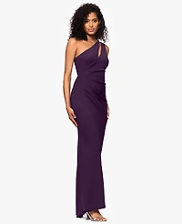 Betsy & Adam Petite One-Shoulder Ruched Gown
