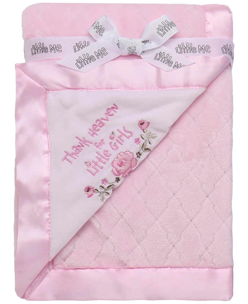 Little Me Baby Girls Thank Heaven for Little Girls Blanket with Satin