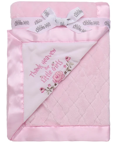Little Me Baby Girls Thank Heaven for Little Girls Blanket with Satin