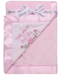 Little Me Baby Girls Thank Heaven for Little Girls Blanket with Satin