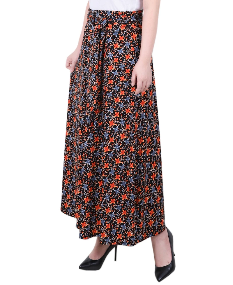 Ny Collection Petite Maxi Skirt with Sash Waist Tie