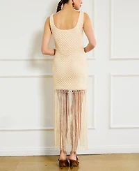 Line & Dot Women's Dafne Sequin Fringe-Trim Maxi Dress