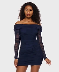 B Darlin Juniors' Off-The-Shoulder Ruched Mini Dress