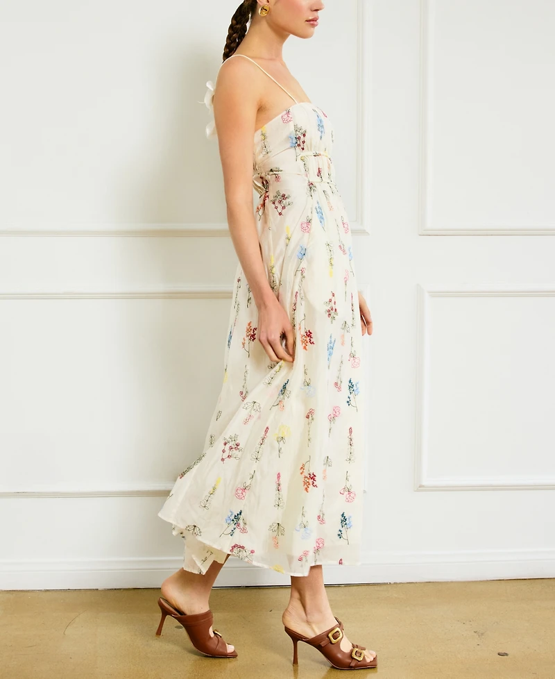 Line & Dot Women's Fiori Floral-Embroidered Maxi Dress