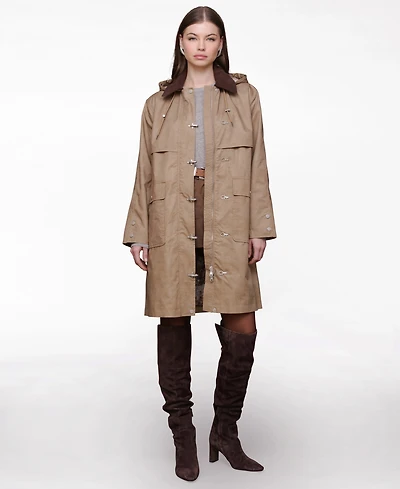 Avec Les Filles Women's Hooded Midi Canvas Jacket