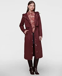 Avec Les Filles Women's Hooded Canvas Maxi Coat