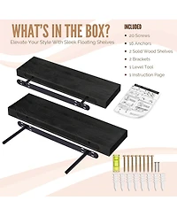 Sorbus 2 Pack 16" Solid Wood Floating Shelves - for Bathroom Decor, Books, Bedroom & Living Room