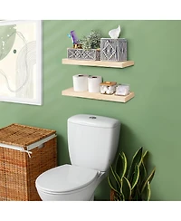 Sorbus 2 Pack 16" Solid Wood Floating Shelves - for Bathroom Decor, Books, Bedroom & Living Room