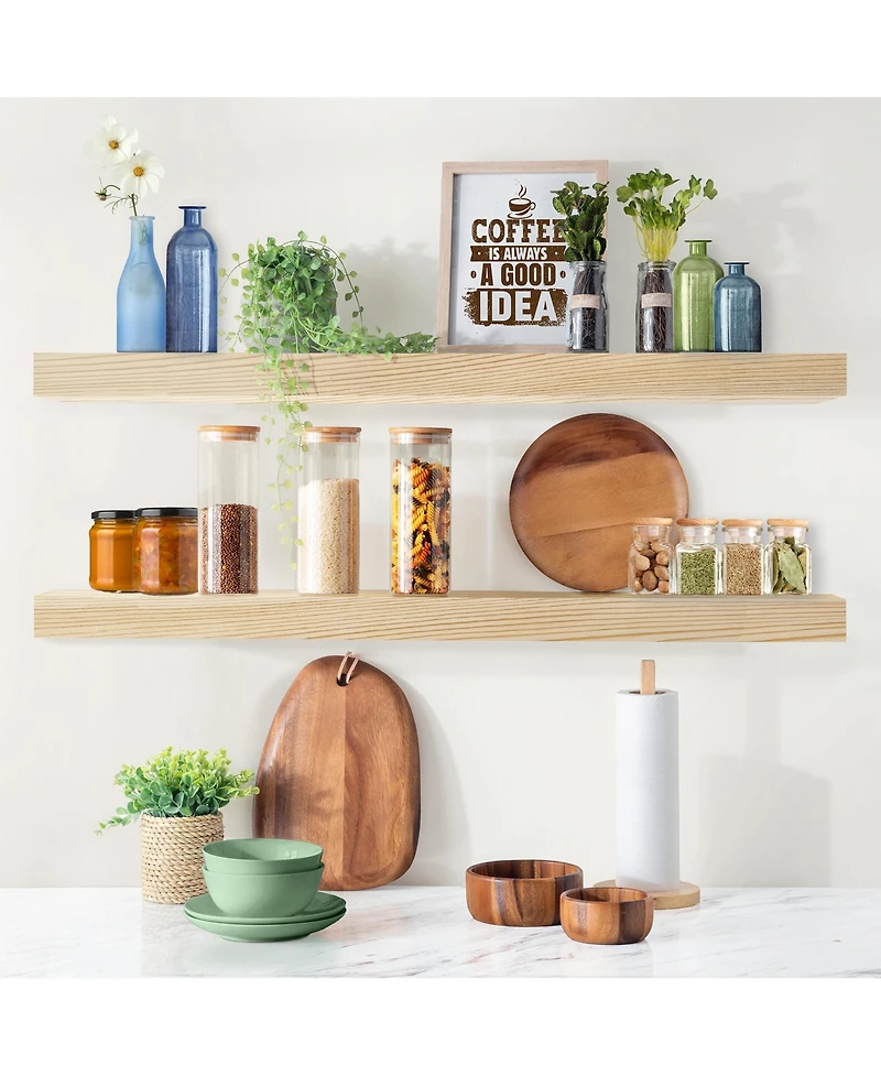 Sorbus 2 Pack 35" Solid Wood Floating Shelves - for Bathroom Decor, Books, Bedroom & Living Room