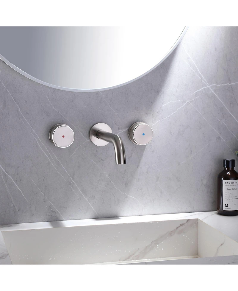 Two-Handle Wall Mounted Bathroom Faucet Brushed Gold