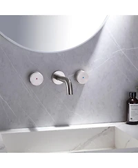 Two-Handle Wall Mounted Bathroom Faucet Brushed Gold