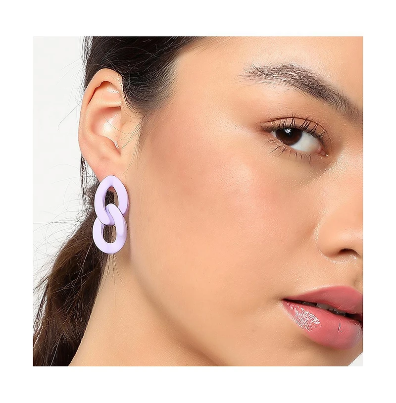 Sohi Women's Purple Chainlink Drop Earrings