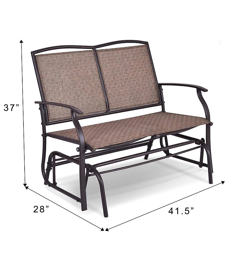 Gymax Patio Loveseat Glider Rocking Bench Double Chair With Arm Backyard Outdoor