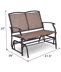 Gymax Patio Loveseat Glider Rocking Bench Double Chair With Arm Backyard Outdoor