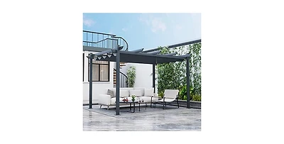 10 x 13 Feet Outdoor Aluminum Retractable Pergola Canopy Shelter