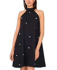 CeCe Women's Cotton Printed Halter Short Shift Dress