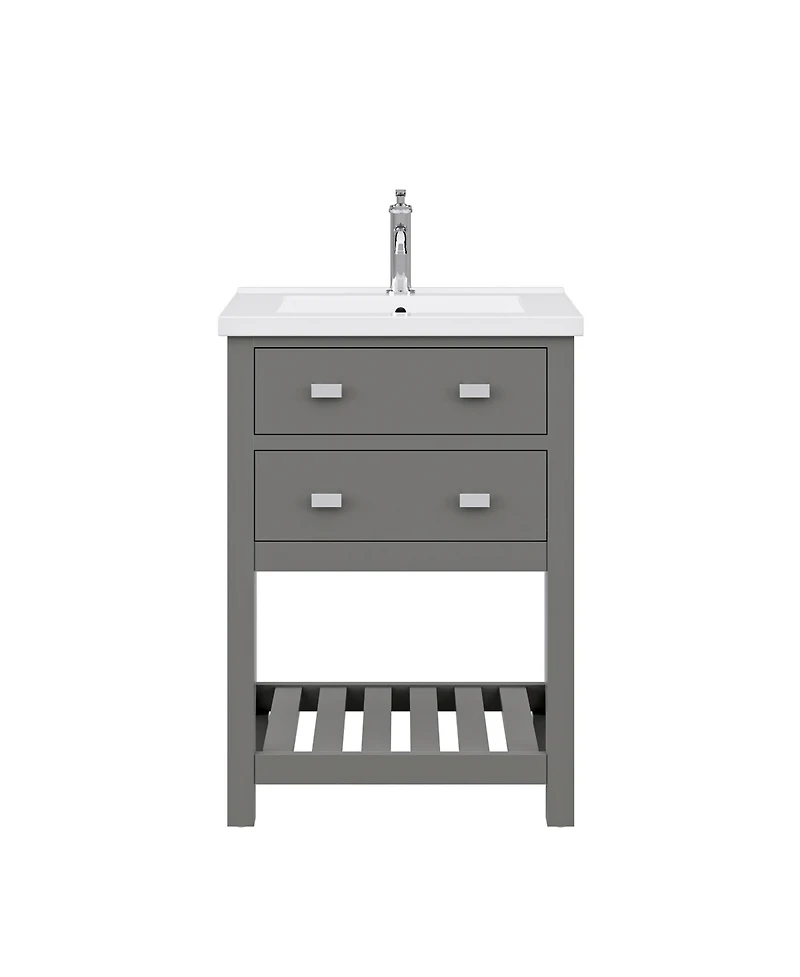 Viola 24 in. W Bath Vanity in Cashmere Grey with Ceramic Vanity Top in White with Integrated White Basin
