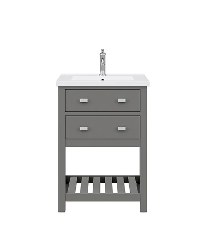 Viola 24 in. W Bath Vanity in Cashmere Grey with Ceramic Vanity Top in White with Integrated White Basin