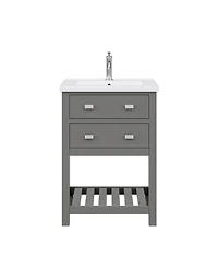 Viola 24 in. W Bath Vanity in Cashmere Grey with Ceramic Vanity Top in White with Integrated White Basin