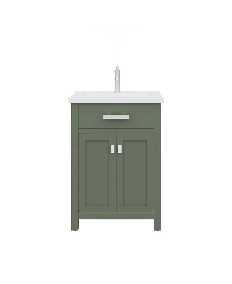 Myra 24 in. W x 18 in. D Bath Vanity in Glacial Green with Ceramics Vanity Top in White with White Basin