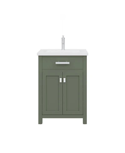 Myra 24 in. W x 18 in. D Bath Vanity in Glacial Green with Ceramics Vanity Top in White with White Basin
