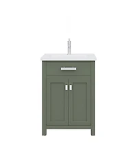 Myra 24 in. W x 18 in. D Bath Vanity in Glacial Green with Ceramics Vanity Top in White with White Basin