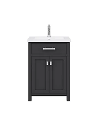 Myra 24 in. Bath Vanity in Espresso with Integrated Ceramics Vanity Top and Sink