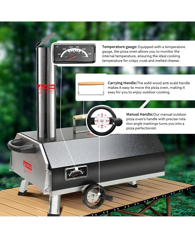 Mondawe 12" Premium Stainless Steel Pizza Oven,Semi-Automatic Portable Double Insulation Oven