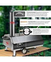 Mondawe 12" Premium Stainless Steel Pizza Oven,Semi-Automatic Portable Double Insulation Oven