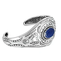 American West Jewelry Sterling Silver Lapis Oval Cut Bear Cuff Bracelet