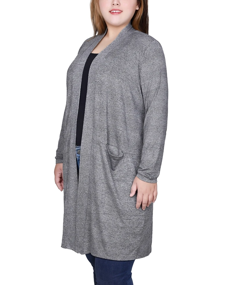 Ny Collection Plus Long Sleeve Knit Cardigan Sweater