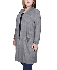 Ny Collection Plus Long Sleeve Knit Cardigan Sweater
