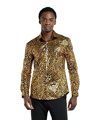 OppoSuits Men's Shirt - Long Sleeve Shiny Snake Gold