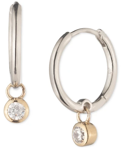 Lauren Ralph Lauren Two-Tone Cubic Zirconia Hoop Drop Earrings